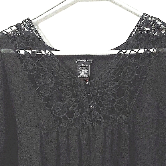 Black top with crochet lace in the front. - Picture 2 of 5